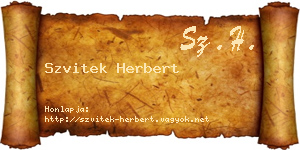 Szvitek Herbert névjegykártya